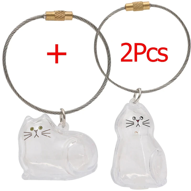 Transparent Cat Hair Storage Keychain Keepsake Memorial Souvenir, Cat Lover Gift