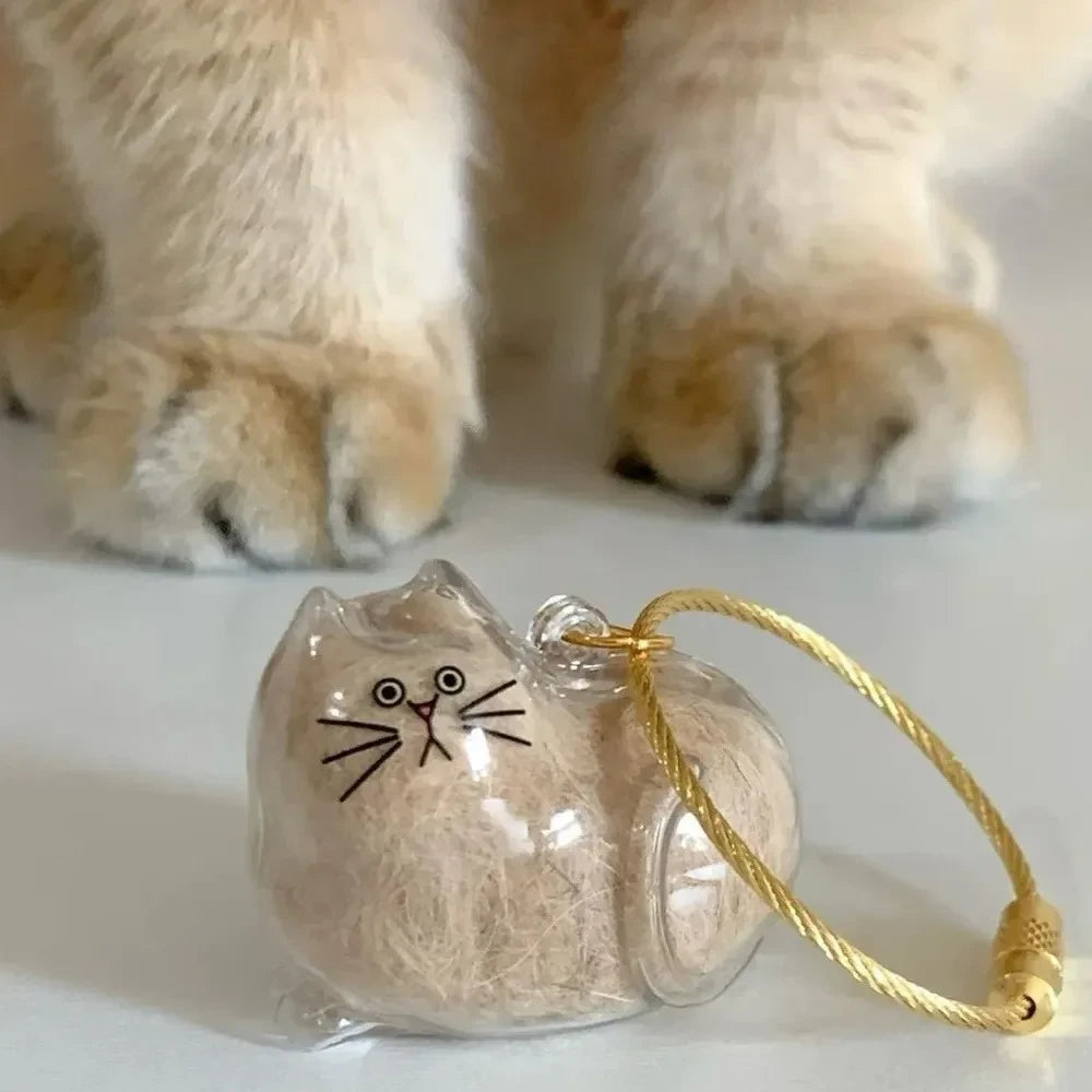 Transparent Cat Hair Storage Keychain Keepsake Memorial Souvenir, Cat Lover Gift