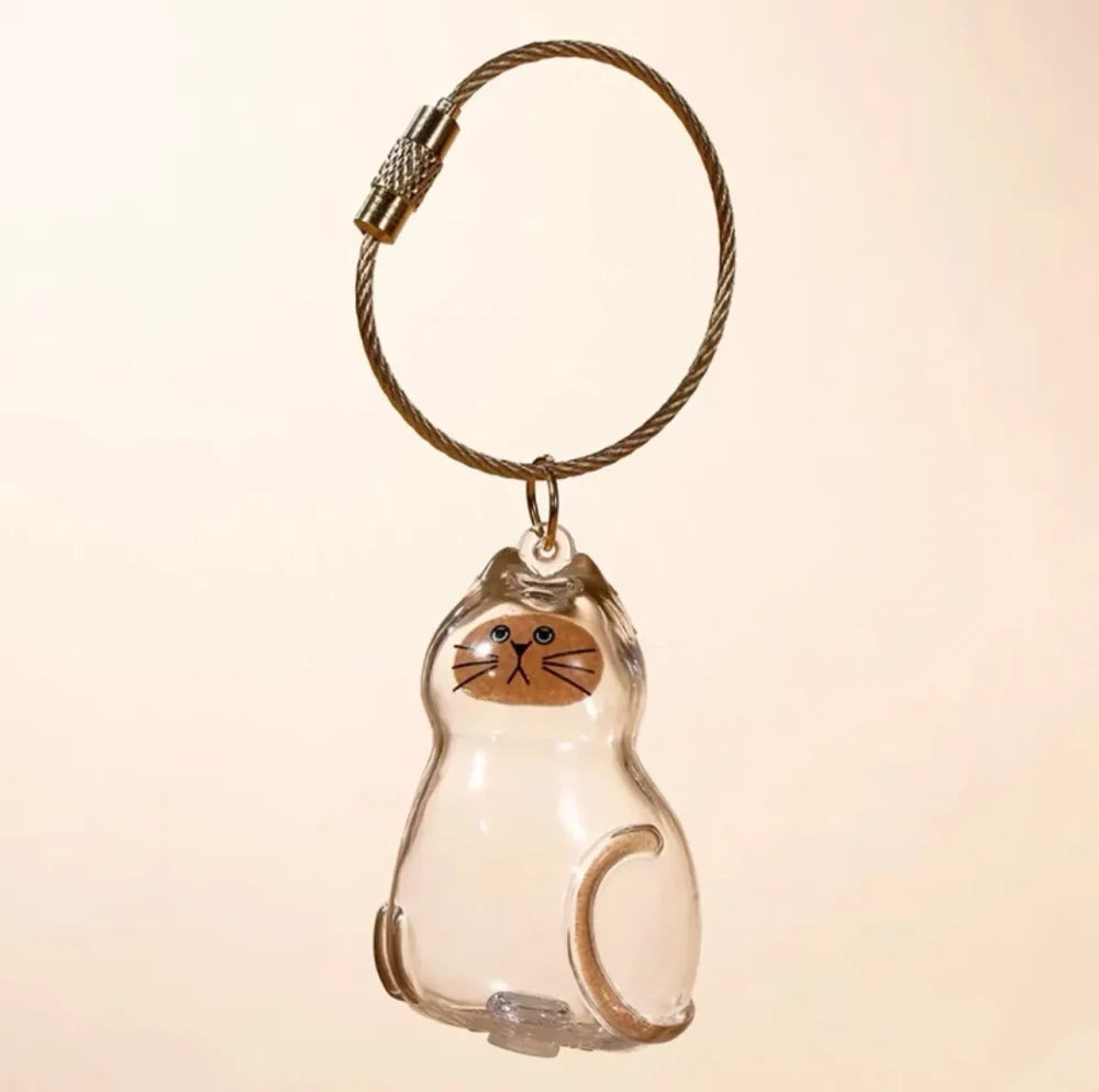 Transparent Cat Hair Storage Keychain Keepsake Memorial Souvenir, Cat Lover Gift