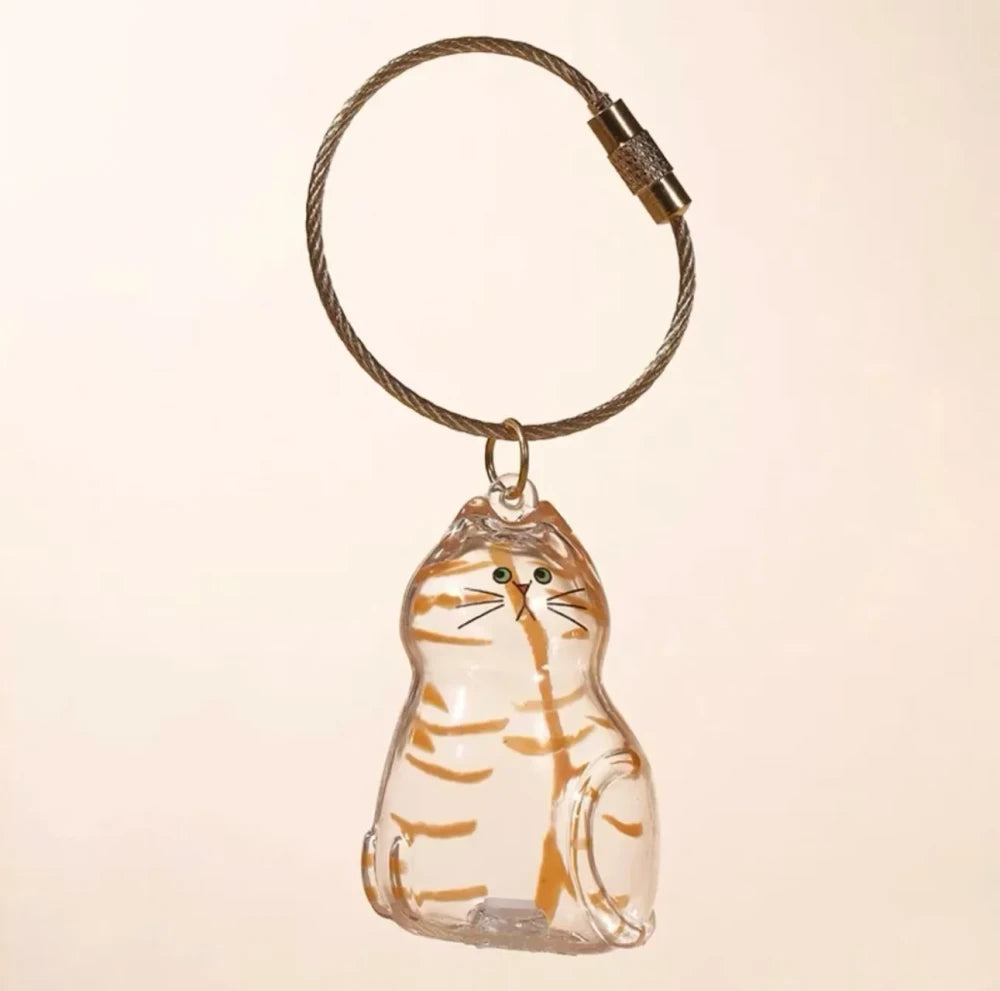 Transparent Cat Hair Storage Keychain Keepsake Memorial Souvenir, Cat Lover Gift