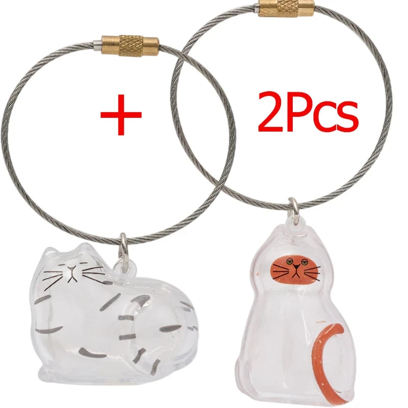 Transparent Cat Hair Storage Keychain Keepsake Memorial Souvenir, Cat Lover Gift