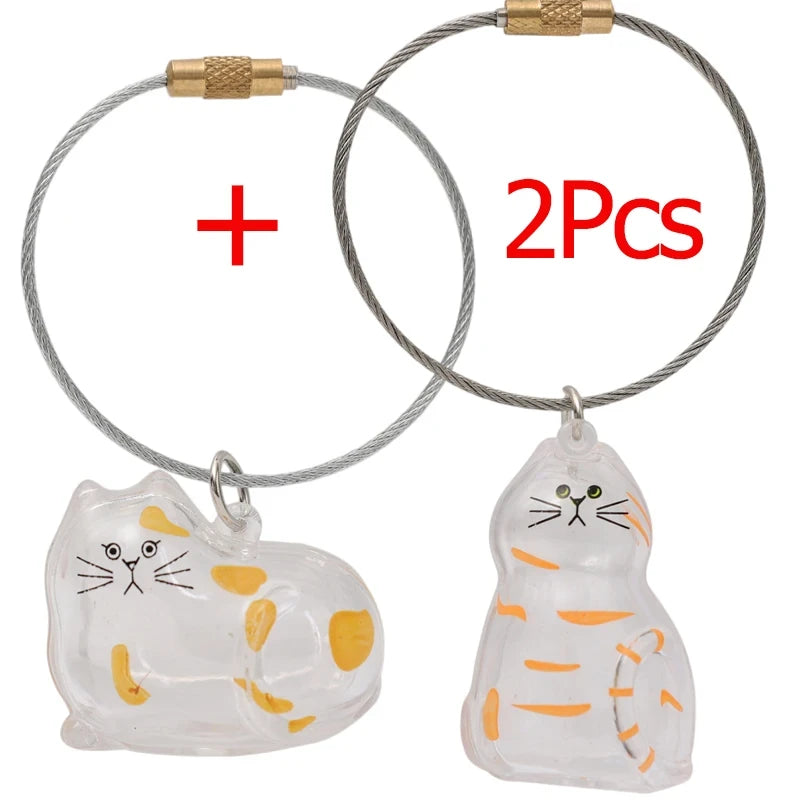 Transparent Cat Hair Storage Keychain Keepsake Memorial Souvenir, Cat Lover Gift