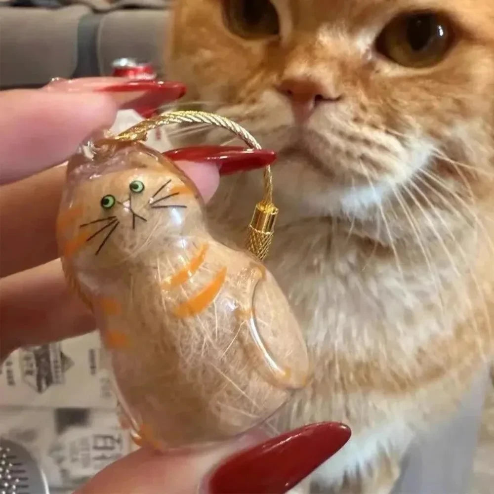 Transparent Cat Hair Storage Keychain Keepsake Memorial Souvenir, Cat Lover Gift