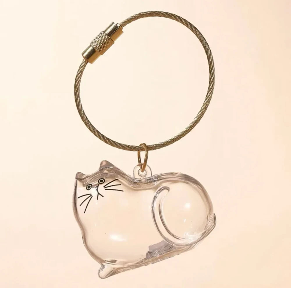 Transparent Cat Hair Storage Keychain Keepsake Memorial Souvenir, Cat Lover Gift