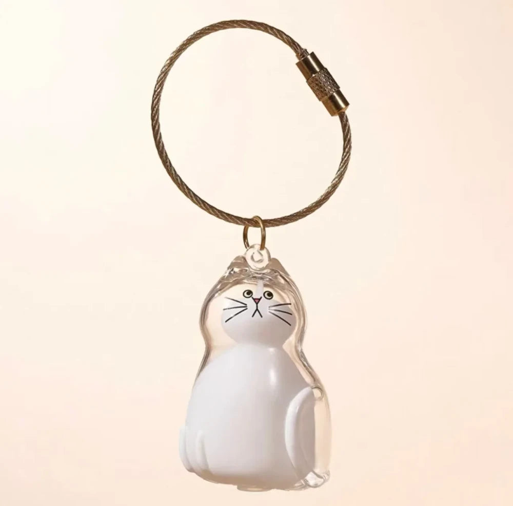 Transparent Cat Hair Storage Keychain Keepsake Memorial Souvenir, Cat Lover Gift