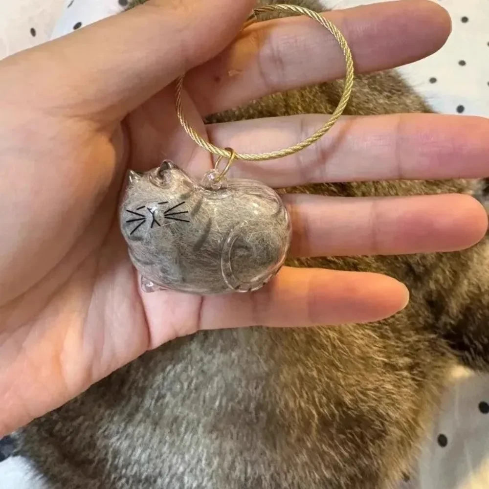 Transparent Cat Hair Storage Keychain Keepsake Memorial Souvenir, Cat Lover Gift
