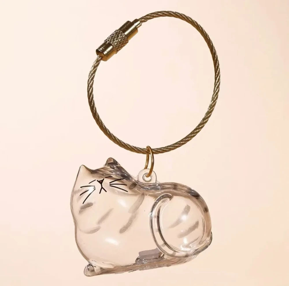 Transparent Cat Hair Storage Keychain Keepsake Memorial Souvenir, Cat Lover Gift